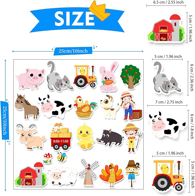 Brand Farm Animal Gel Clings Stickers for Kids, 21PCS Reusable Decals, Wall, Car, Window Decorations, Classroom, Home, Nursery, Party Supplies