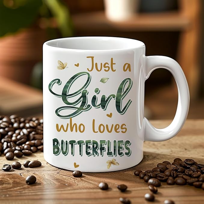 Hyturtle Personalized Floral Butterfly Mug - Butterfly Gifts For Women Lovers - Animal Gift For Bird Lover Her - Bird Gifts For Mom on Mother Day - Custom Name Coffee Cup Ceramic Mug 11 Oz 15 Oz