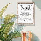 Christian Wall Signs, Rustic Home Decor, Church Room Decoration, Proverbs 3:5-6 Sign, Framed Wall Plaque Sign 15 * 11.5 inches, Trust in the Lord with All Thine Heart