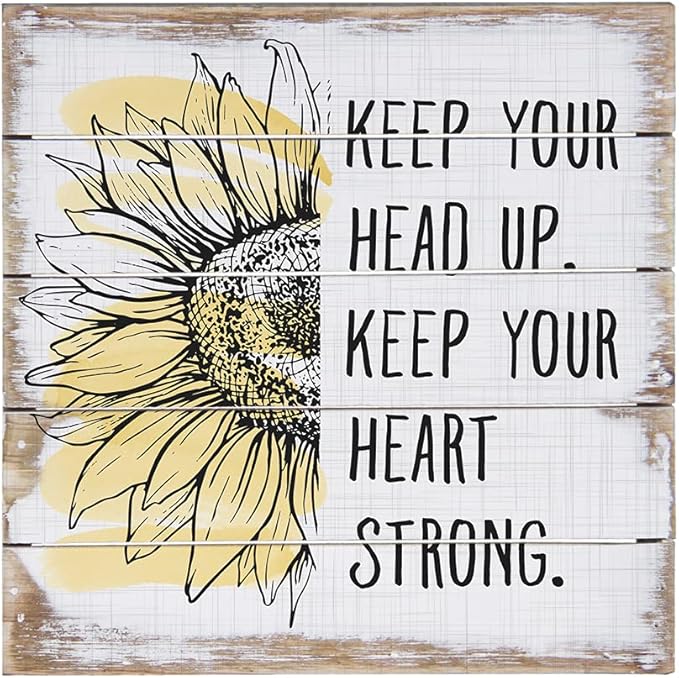 Simply Said, INC Perfect Pallets Petites - Keep Your Head Up. Keep Your Heart Strong - 8 x 8 in Distressed Rustic Wood Sign PET20188