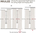 MIULEE 100% Blackout Curtains 120 Inch Long 2 Panels Set for Bedroom, Thick Luxury Faux Linen Black Out Curtain Room Darkening Back Tab Pleat Window Textured Drapes with Hooks for Living Room, Beige