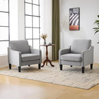 VINGLI Accent Chairs Set of 2 Gray Living Room Chairs Reading Chair for Bedroom Scooped Arm Chair Mid Century Modern Accent Chair Upholstered Comfy Chair for Apartment, Waiting Room