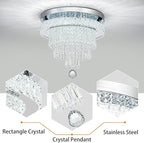 16“ Crystal Chandeliers Light Flush Mount Ceiling Light Fixtures Round Modern LED Chandelier for Living Room Bedroom Dining Room Closet Hallway (Cool White)