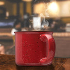DISCOUNT PROMOS Ceramic Campfire Coffee Mugs 13 oz. Set of 10, Bulk Pack - Perfect for Tea, Espresso, Cappuccino, Hot Cocoa - Red