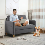 VINGLI 47" Small Couch, Dark Grey Linen Loveseat Sofa Mini Couch Mid Century Modern Decor Love Seat for Small Spaces Living Room, Bedroom, Play Room