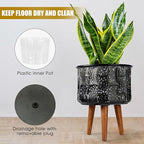 Harvest Land Plant Pots with Stand, Set of 2 Large Modern Planters Metal Tall Handmade Flower Pots with Drainage Holes Indoor Outdoor,Grey