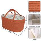 Large Baby Diaper Caddy Organizer for Girl Boy Rope Nursery Storage Bin Basket Portable Holder Tote Bag for Changing Table Car Travel Baby Shower Gifts Registry Must Haves Rustic