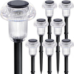 Solar Lights Outdoor Pathway Waterproof 8 Pack Color Changing LED Acrylic Mushroom Decorative Garden Lights for Yard Landscape Patio Outside Christmas Decorations