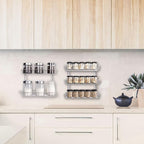 SWOMMOLY Adjustable Wall Mount Spice Rack, 9-Tier Dual-use (Multi-use) Organizer, Silver