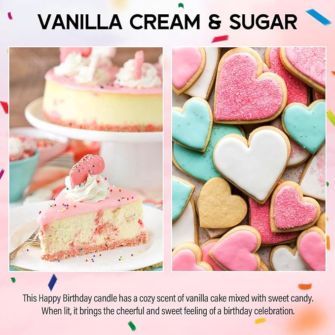 Sweet 16 Birthday Candles for Women - 9 oz Happy Birthday Candle with Vanilla Birthday Cake Scent, Gifts for Women & Men, Friendship Ideas