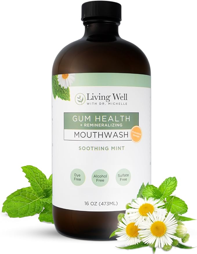 Remineralizing + Gum Health Mouthwash – Soothing Mint | Hydroxyapatite, Colloidal Silver | Alcohol-Free, Fluoride-Free, Fresh Breath Support