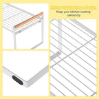 PATIKIL Kitchen Cabinet Shelf Organizer, Wood Counter Shelf Stackable Storage Shelf For Cupboard, Pantry, Corner, Under Sink - White