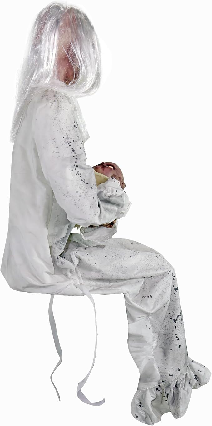 Haunted Hill Farm Life-Size Animatronic Gravely Granny by Tekky Halloween Decoration with Motion-Activated Sounds