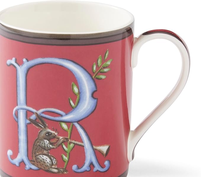 Spode Kit Kemp 12oz Mug in Fine China, R Initial - Custom Coffee Cup for Hot Beverages, Personalized Gift Idea for Her, Him, Friends, Coffee Lovers - Stylish Letter Mug for Daily Use, Dishwasher Safe