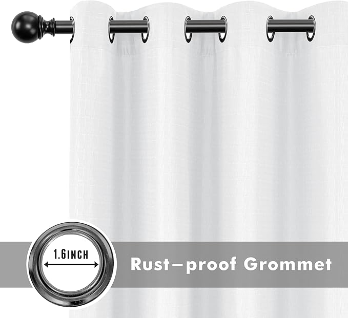 HolidayIdeas 4 Panels Outdoor Curtains for Patio Waterproof White Linen Curtains 95 Inch Length-Indoor/Outside Curtains Weatherproof, Privacy for Pergola, Porch, Gazebo-54 Wide x 95" Long