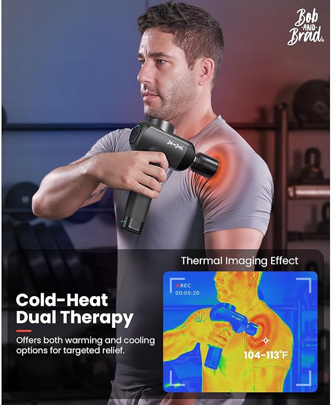 BOB AND BRAD X6 Pro Max Massage Gun with Heat-Cold and Metal Head Therapy, Percussion Deep Tissue Massager Gun for Athletes, Electric Muscle Massage Gun with 6 Replacements