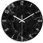 Big Wall Clock for Living Room Decor Marble Glass Wall Clock Battery Operated 16 Inch Black Wall Clocks Non Ticking