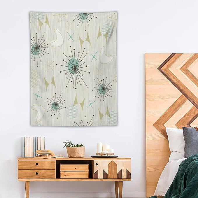 ICMOLYYENLO Boho Medieval Cat Tapestry, Abstract Atomic Starburst Geometric Aesthetic Art Wall Hanging For Bedroom Living Room Dormitory 50x60 Inches