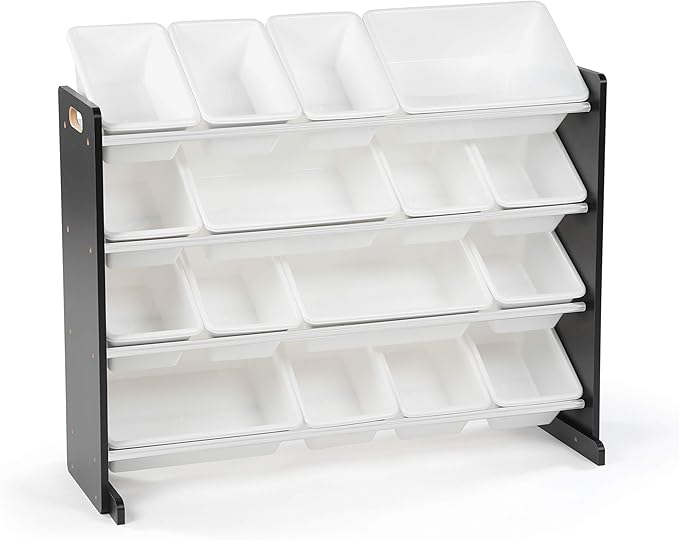 Humble Crew Supersized Toy Storage Organizer with 16 Removable Bins, Black/White – Large Toy Storage for Toddlers Ideal for Kids' Rooms, Playrooms, and Nurseries - Modern Toy Bins for Kids