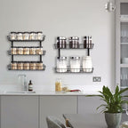 SWOMMOLY Adjustable Wall Mount Spice Rack, 6-Tier Dual-use (Multi-use) Organizer, Black