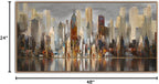 Mofutinpo Abstract Modern Canvas Wall Art for Living Room Cityscape New York Wall Decor City Theme Paintings Brown Framed Pictures Office Artwork Wall Decor Bedroom Above Bed