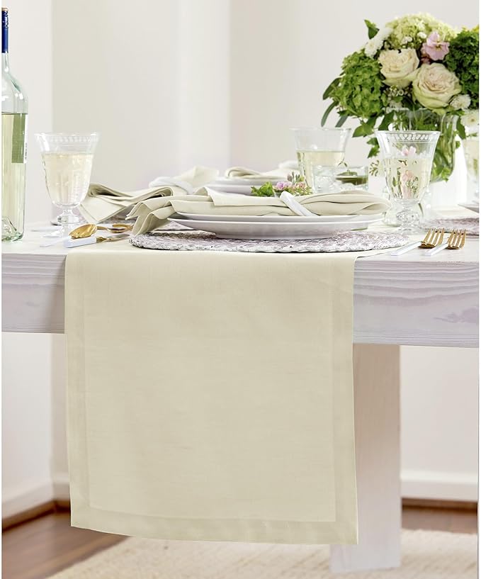 Solino Home Linen Table Runner 90 Inches Long - 100% Pure Linen Birch Table Runner 14 x 90 Inch for Fall, Autumn, Thanksgiving - Fete