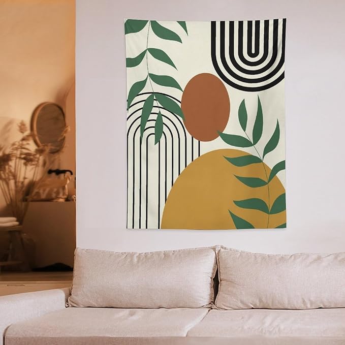 ICMOLYYENLO Boho Plant Aesthetic Tapestry, Abstract Medieval Arch Sun Home Aesthetic Wall Hanging For Bedroom Living Room Dormitory Tapestry 60x80 Inches