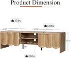 ORRD 63'' TV Stand, Modern TV Console Table Wave Panel Television Stands Entertainment Media Center with Storage Compartment and Sliding Door for Living Room (Natural)