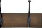 Amazon Basics Rectangular Farmhouse Wall-Mounted Coat Rack with Storage Hooks, 5 Hooks, Barnwood