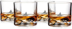 Mount Everest Heavy Crystal Whiskey Glasses Gift Set of 4, Thick Freezable Bourbon Glass 1lb Each, Premium Whiskey Gifts for Men, Frozen Crystal Chills Cocktails, 10 oz