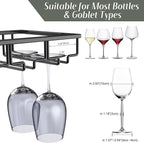 Xverycan Wine Glass Rack Under Cabinet, 10 Row Extreme Large Stemware Hanger, Metal Wine Goblet Holder, DIY Bar Glass Storage Rack for Bar Counter, Kitchen, Screws Included