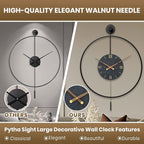Large Modern Wall Clock,Wall Clocks for Living Room Decor,Classical Silent Metal Minimalist Walnut Dial,Big Decorative Farmhouse Pendulum Wall Clock With Walnut Pointers for Office,Dining Room