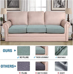 H.VERSAILTEX Super Stretch Individual Seat Cushion Covers Sofa Covers Couch Cushion Covers Slipcover Sets Thick Jacquard Textured Twill Fabric (3 Piece Sofa Cushion Covers, Sage)