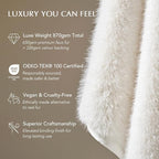 Luxury Faux Fur Throw Blanket, Soft Fluffy Faux Mink Blankets for Bed, Couch, Sofa, Thick Cozy Plush Warm Fur Throws with Reversible Velvet, Ivory Mink, 60"x80"