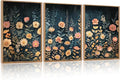 HPNIUB Modern Dark Wildflower Framed Canvas Wall Art Set,Minimalist Nature Jungle Botanical Landscape Wall Decor, (16x24 Inch) Farmhouse Painting for Living Room, Bedroom, Office