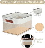 DECOMOMO Storage Bins Fabric Storage Baskets for Shelves, Linen Closet Organization Toys Nursery (Beige and White, Large - 3 Pack)