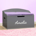DIBSIES Personalized Creative Wonders Toy Box, Signature Series for Girls, 30 x 19.25 x 18 inches, Soft-Close Lid (Dovetail Grey)