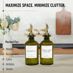Green Glass Olive Oil Dispenser Bottle For Kitchen By Verpsace,Avocado Oil Dispenser Set, Modern Decor, Gold Kitchen Accessories for Home, Airbnb, Cafe (Gold, Set of 2)
