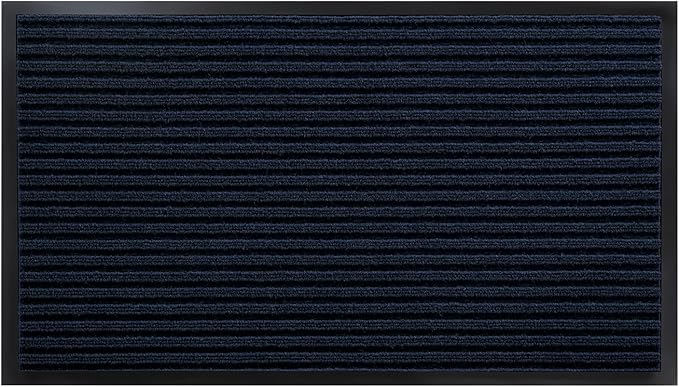 Yimobra Front Door Mat Outdoor Indoor Entrance, 100% Waterproof All-Season All Weather Doormat, Welcome Matt Outside Entry, Non Slip, Low Profile, Heavy Duty Patio Porch Floor Mats,36 x 17,Navy Blue