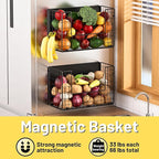 Magnetic Shelf for Fridge, Fruit Potato & Onion Storage Bins, Pantry Organizers & Storage, Large Container Magnetic Basket for Refrigerator, Kitchen Counter, Cabinet, Magnetic Fridge Organizer