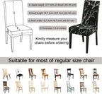 JQinHome Pattern Chair Covers for Dining Room Set of 6, High Stretch Removable Washable Parsons Chair Slipcover for Home Party Hotel Wedding Ceremony (Flourish Black,6PCS)