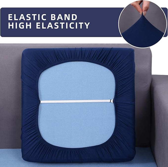 hyha Waterproof Couch Cushion Covers, Sectional Sofa Slipcovers Washable, L Shape Chaise Dog Couch Covers for Sectional Sofa, Universal Furniture Protector (1 Piece for Chaise XL, Navy)