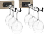 Sorbus Wall Mounted Wine Glass Stemware Rack Set - Wire & Wood Wine Rack Wall Mounted for Wine Glasses, Champagne Glasses, and Drinkware - Complete Your Home Bar & Kitchen Storage, Grey