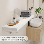 Fun Memories Floating Shelves 48 Inch Set of 2, White 48 x 9 Wall Shelves for Home Decor Storage, Rustic Wood Floating Shelf for Wall, 9 Inch Deep Shelving for Bathroom, Living Room, Kitchen