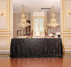 SquarePie Sequin Tablecloth 90 x 156 Inch Black Sparkly Table Linen for Wedding Halloween Party