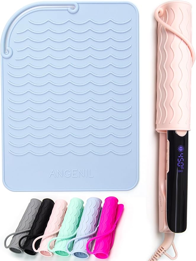 ANGENIL Heat Resistant Silicone Mat for Hair Tools - Counter Mat Pad Cover for Curling Irons, Flat Irons, and Hair Straighteners (9" x 6.5")