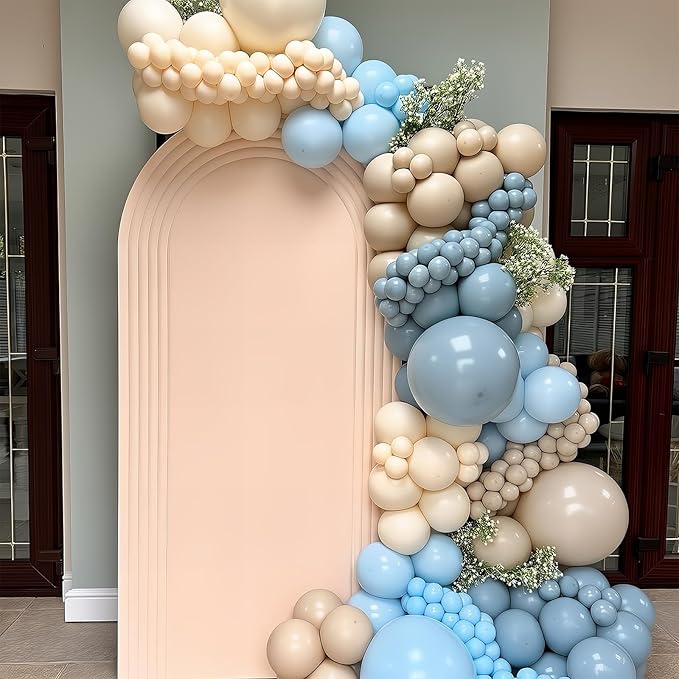 Dusty Blue Balloons 12 Inch Pastel Fog Blue Slate White Sand Metallic Gold Confetti Party Balloons Light Baby Blue White Gold Latex Balloon for Boy Baby Shower Birthday Wedding Party Decoration