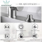 SinkTop Air Switch Kit (Long Full Brass Button) for Disposal, Dual Outlet, (Brushed Nickel)