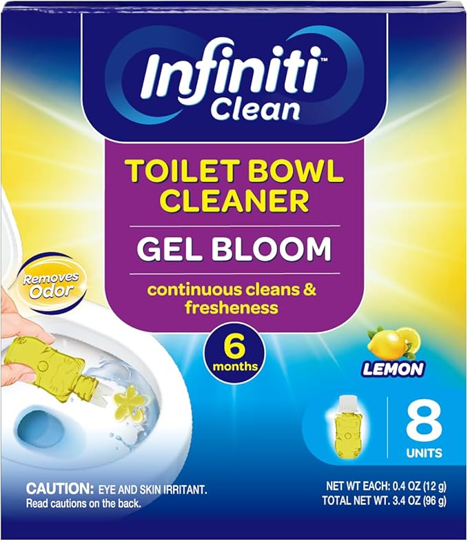 Toilet Gel Stamp - 8 Packs Toilet Bowl Cleaner Gel with Automatic Click, Freshener for Toilet Maintenance, 3.4oz, 6 Month Supply (Lemon)
