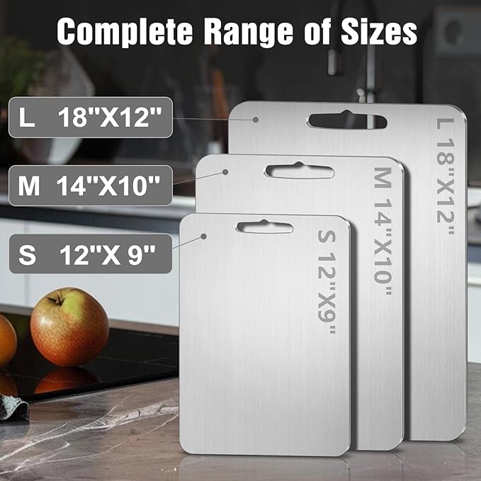 Titanium Cutting Board for Kitchen - 100% Pure Titanium Cutting Boards Non Toxic - 2025 New Upgrade Double Sided Metal Chopping Boards for Meat, Vegetables, Fruits, Dishwasher Safe (18 x 12 In)